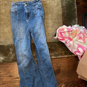 We The Free Blue Flare Denim with Retro Charm